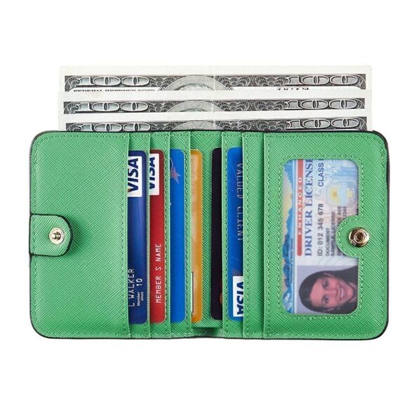 Grassy Green Leather Compact Wallet - Picture 3 of 5